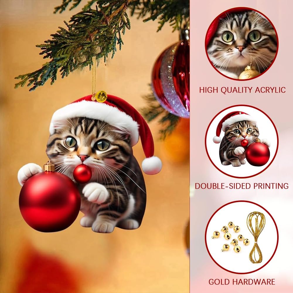 🔥🐈【Kupte 5 a získejte 5 zdarma】🎄10 kusů😻Ozdoby na vánoční stromeček Kitty. Závěsné doplňky pro kočky