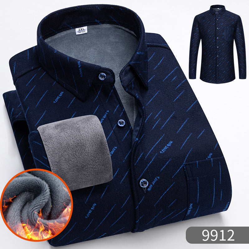 👔【L-5XL】Camisa de manga larga de negocios cálida para otoño e invierno