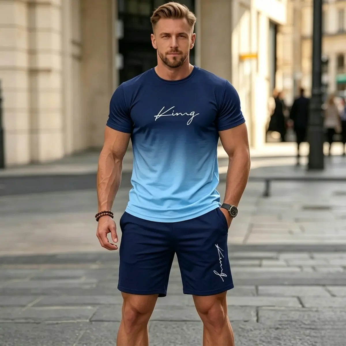 ✨S-6XL【Dobírka】Pánská letní sportovní souprava - pohodlné tričko s krátkým rukávem a kraťasy pro každodenní nošení i doma