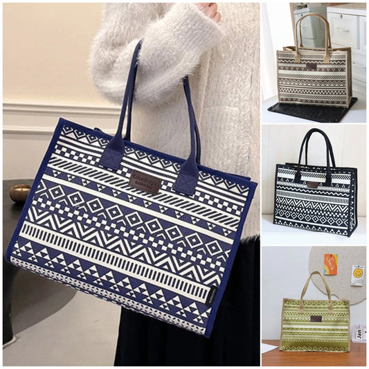Nowa torba typu tote, pojemna torba na ramię z płótna.