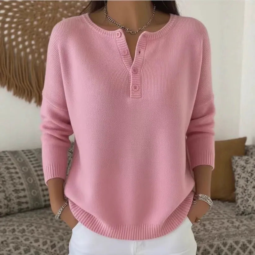 🔥 【S–3XL】Wysokiej jakości sweter dzianinowy z zapięciem na guziki i dekoltem w serek · przyjemny materiał, wygodny na zimę i na co dzień