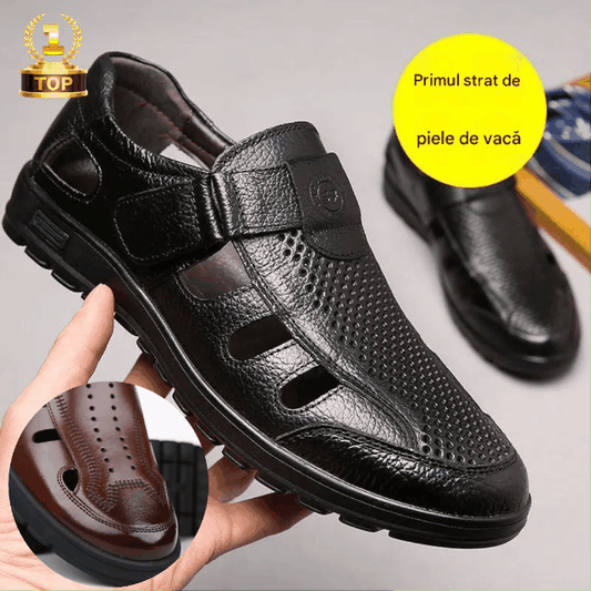 【39-44】👍Nowe męskie letnie, oddychające, skórzane sandały