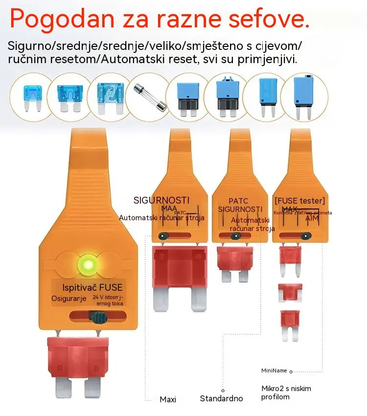 Uniwersalny tester i wyciągacz bezpieczników samochodowych (12-24 V DC)