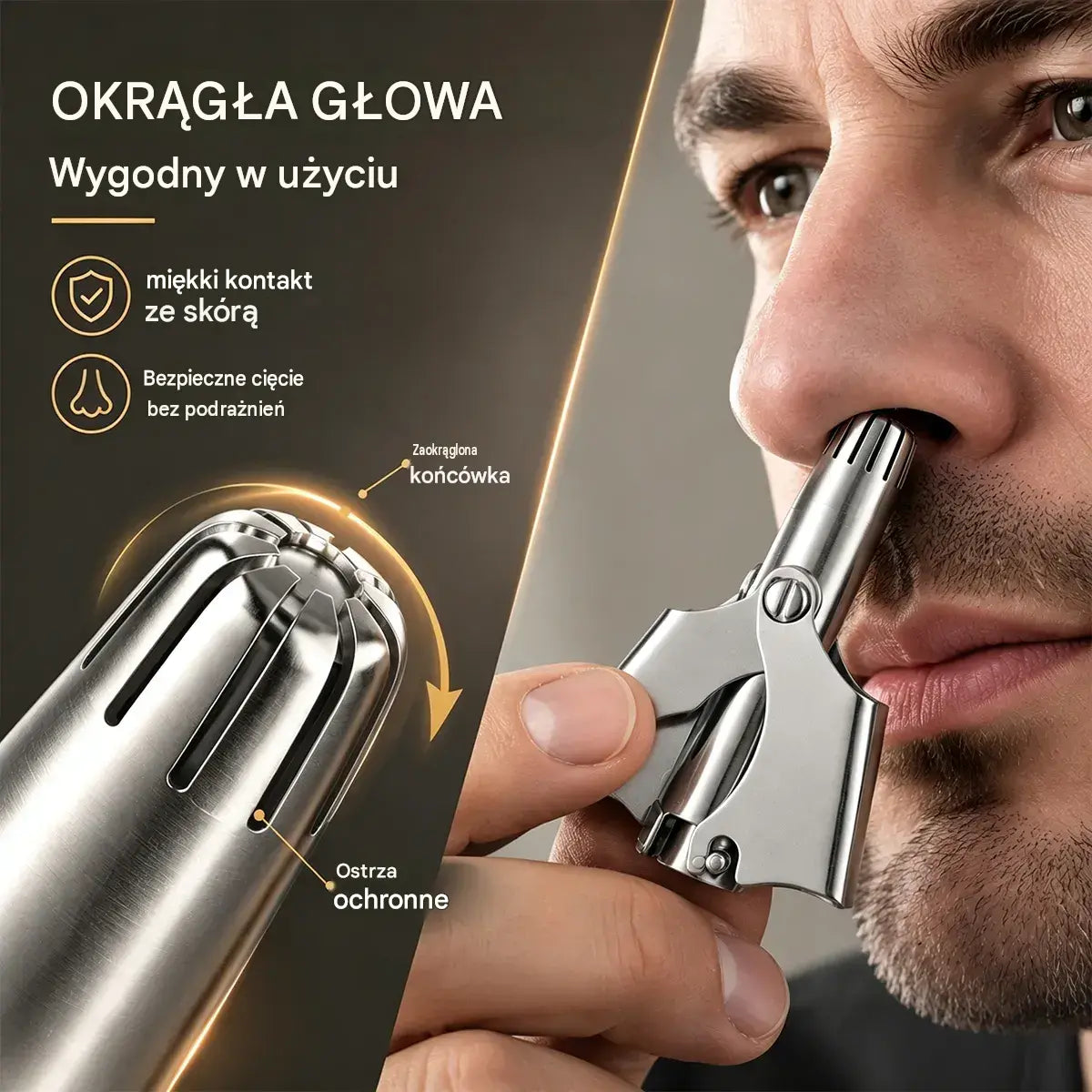 【2 sztuki 99 zł】Mechaniczna ręczna maszynka do przycinania włosów w nosie w stylu retro
