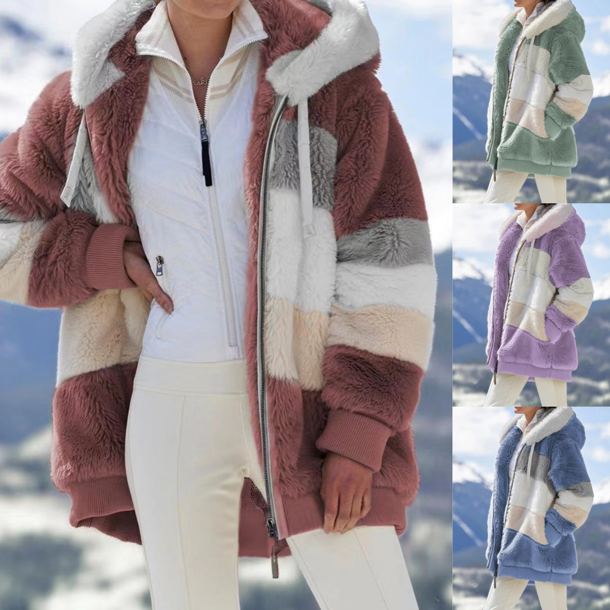 ☃️❄️【S-5XL】Nová dámská zimní bunda 2025, tlustá s plyšovými pruhy