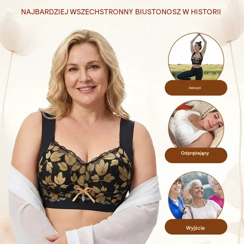 💌🌈【3 sztuki】【M-4XL】Biustonosz koronkowy w dużym rozmiarze bez stalowych kółek, luksusowy, piękny, seksowny biustonosz z tyłu