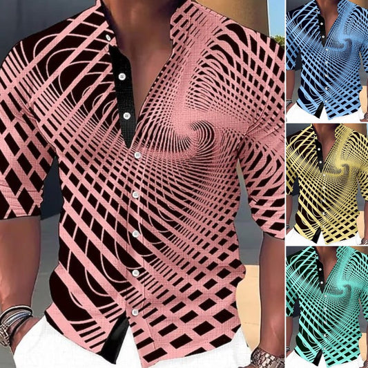 👔【S-6XL】Divatos 3D geometrikus mintás férfi ing