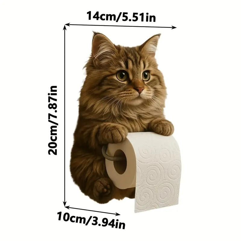 🐱【Nowość】Uroczy uchwyt na papier toaletowy z motywem kota, ścienny uchwyt na papier toaletowy, uroczy kotek, przechowywanie papieru toaletowego