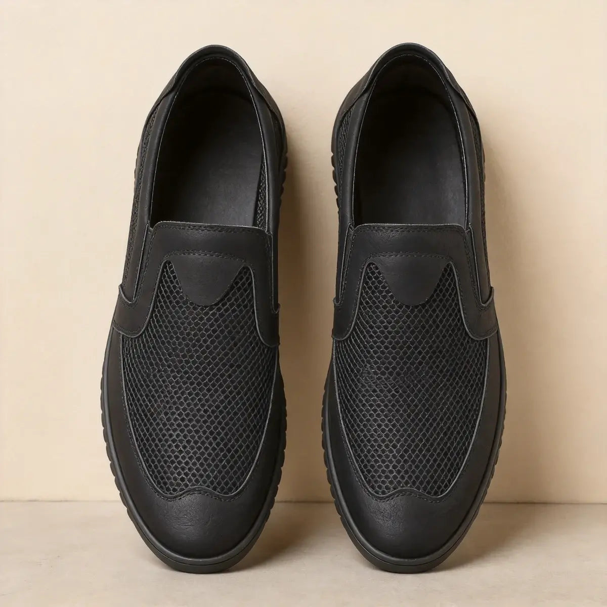 【39-44】Nowe letnie męskie buty codzienne ze skóry i siateczki z miękką podeszwą.