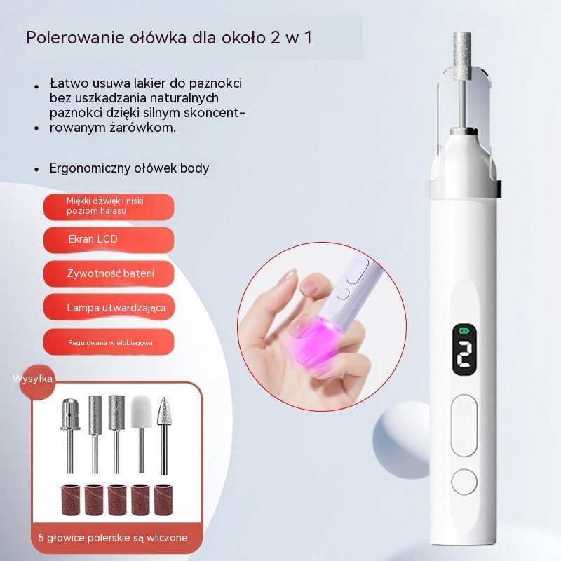 💅Elektryczny pilnik do paznokci 2 w 1 z lampą LED (lampa utwardzająca + 5 głowic polerujących) – kup jeden, a drugi dostaniesz za pół ceny