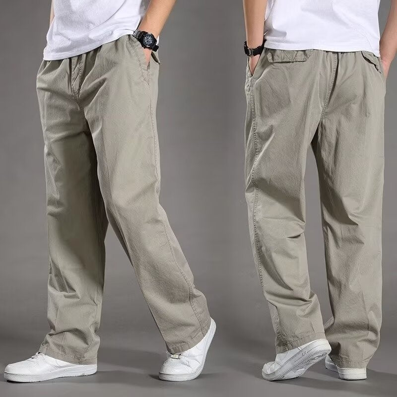 [ M–6XL] Luźne, bawełniane spodnie męskie o prostym kroju dla osób noszących duże rozmiary – spodnie outdoorowe