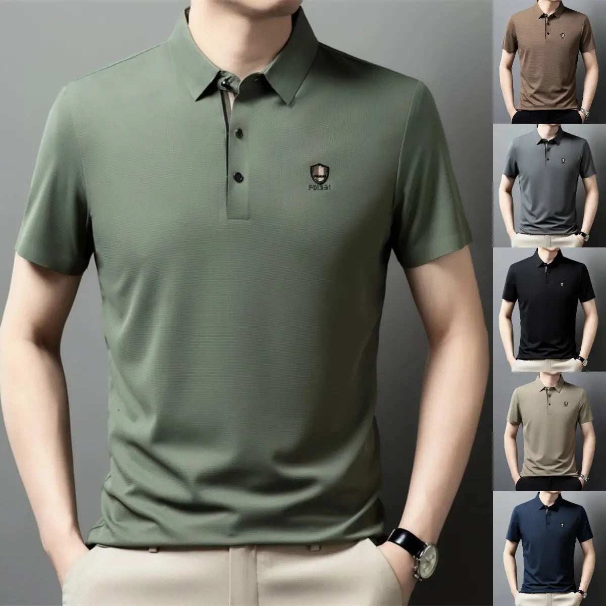✨✨【M-4XL】2026 Lodowa jedwabna koszulka polo z półrękawkiem na co dzień