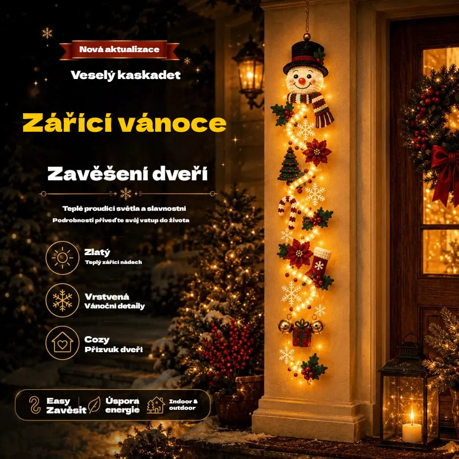 🎄🎃Poslední den! 🎅Užijte si 50% slevu na osvětlené vánoční dekorace na dveře!