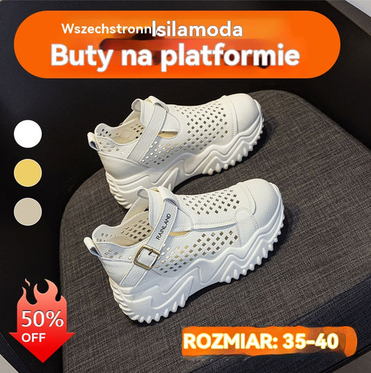 【35-40】Nowy styl swobodnych, oddychających sandałów z grubą podeszwą i wydrążonymi podeszwami