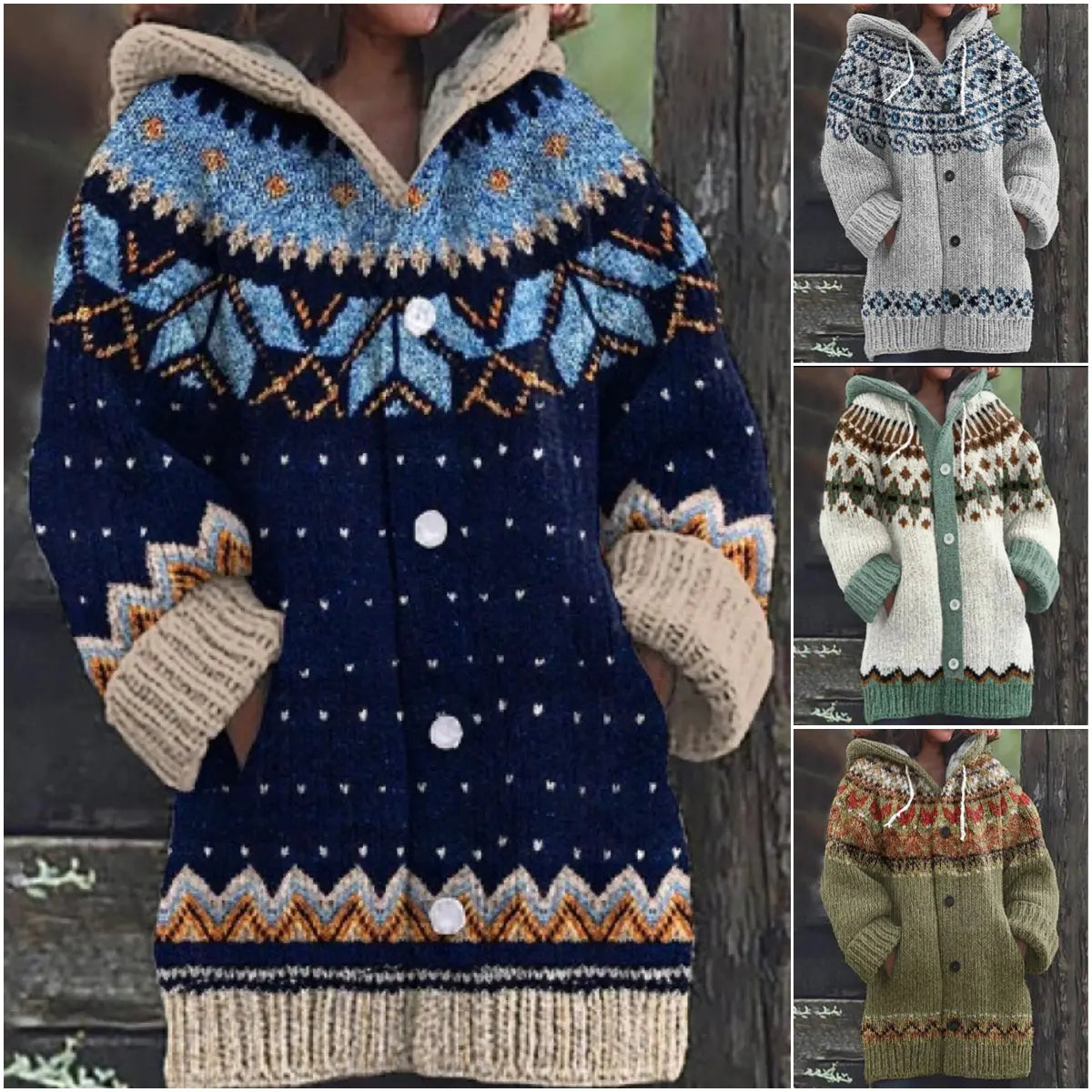 🔥【S~5XL】✨2026 Jesień/Zima Nowa Elegancka Kolorowa Kurtka z Kapturem Retro
