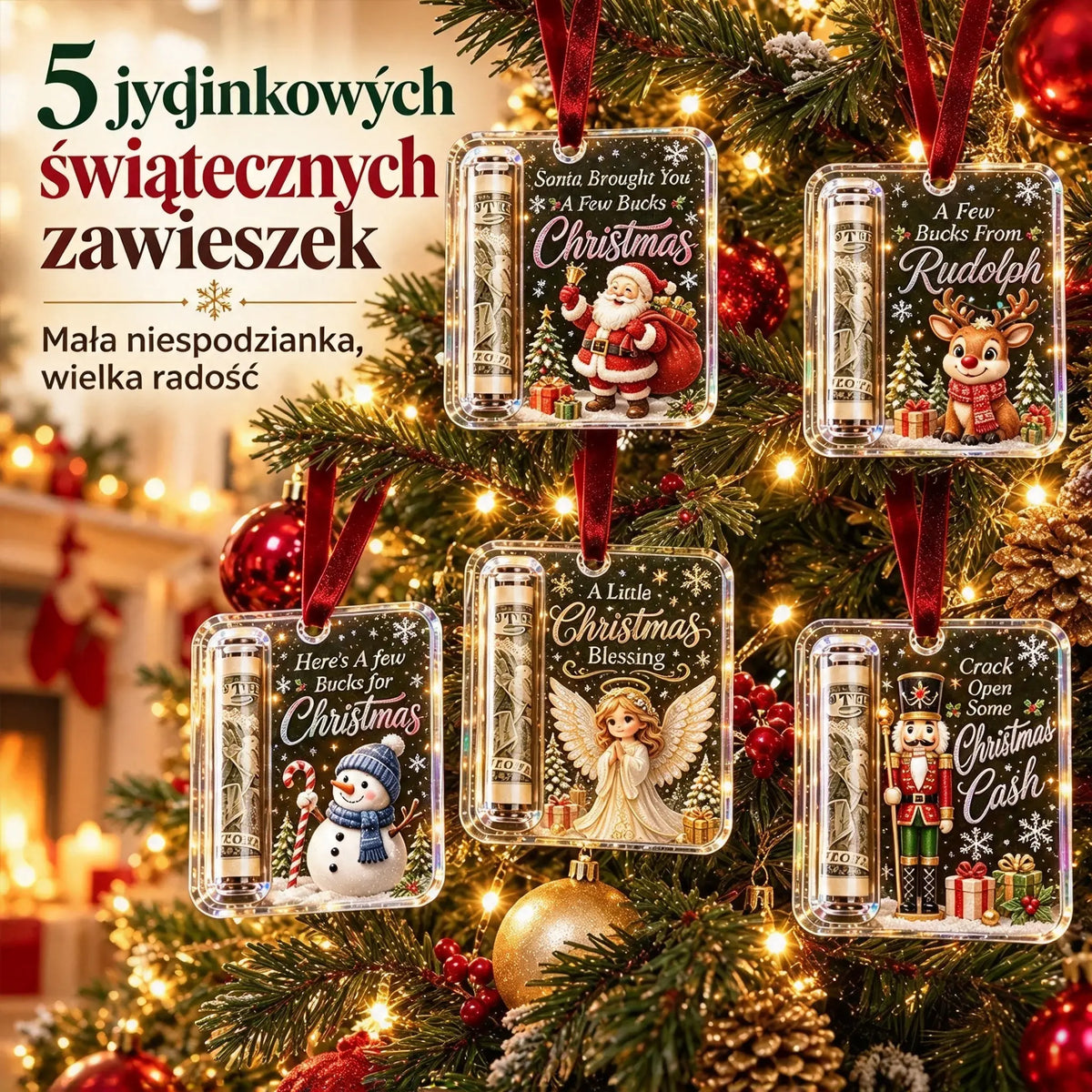 🎄 Ozdoba świąteczna na pieniądze ✨ Ozdoba na choinkę, w której można schować banknoty – kreatywny i zaskakujący prezent świąteczny.