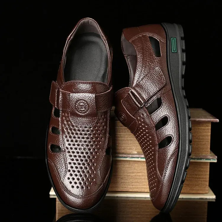 【39-44】👍Nowe męskie letnie, oddychające, skórzane sandały