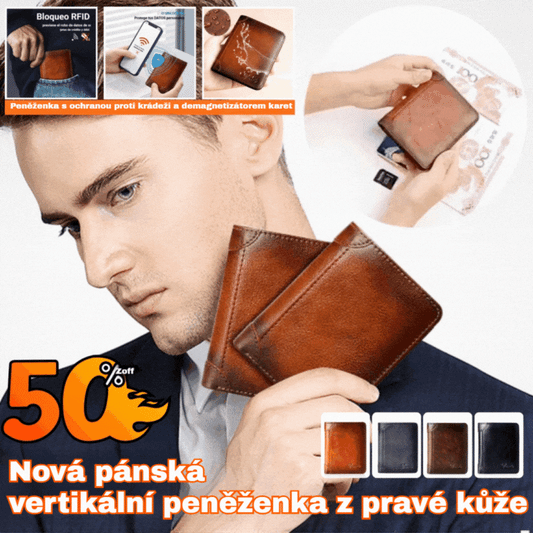 👝✨ Nowa męska portmonetka z prawdziwej skóry z ochroną przed kradzieżą