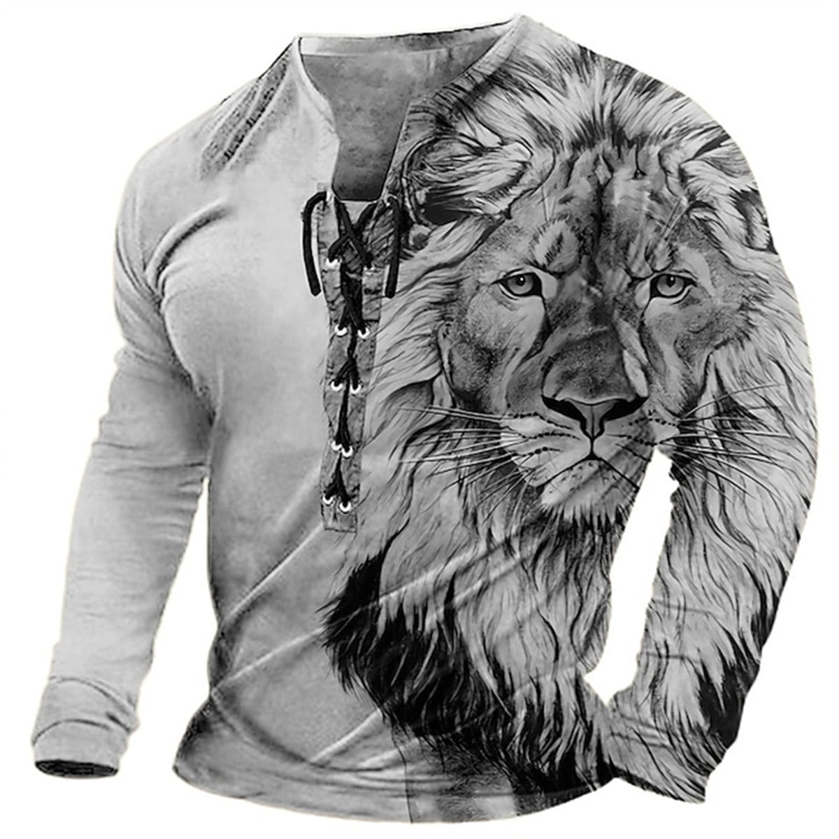 🦁🦁2026 Męski, swobodny T-shirt z długim rękawem i nadrukiem 3D