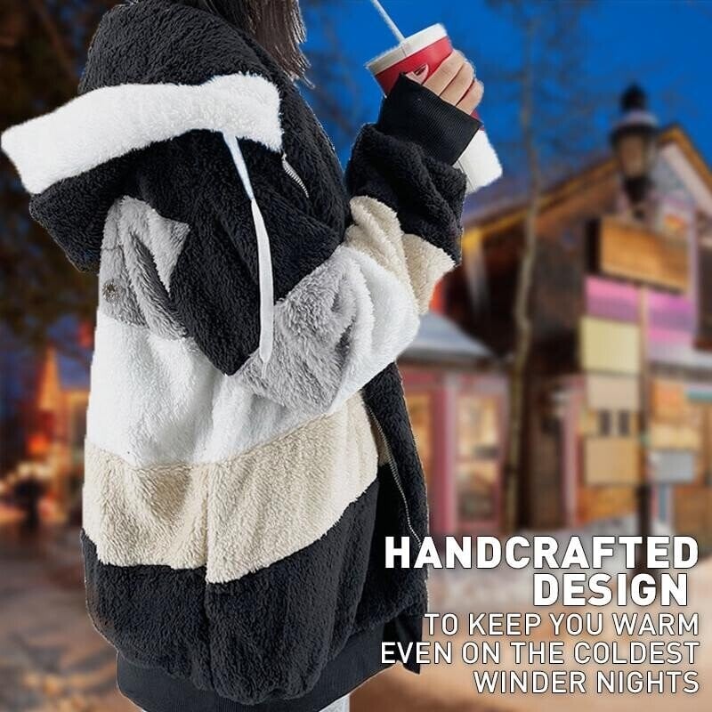 ❄️[S-5XL] 2025 nowa damska kurtka w grube, pluszowe kontrastowe paski