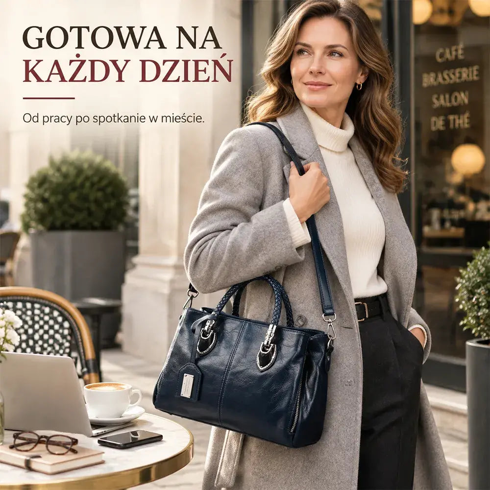 [Ostatni dzień - 50% zniżki] Oryginalna skórzana torebka damska - miękka i elegancka, można ją nosić w ręce lub na ramieniu.