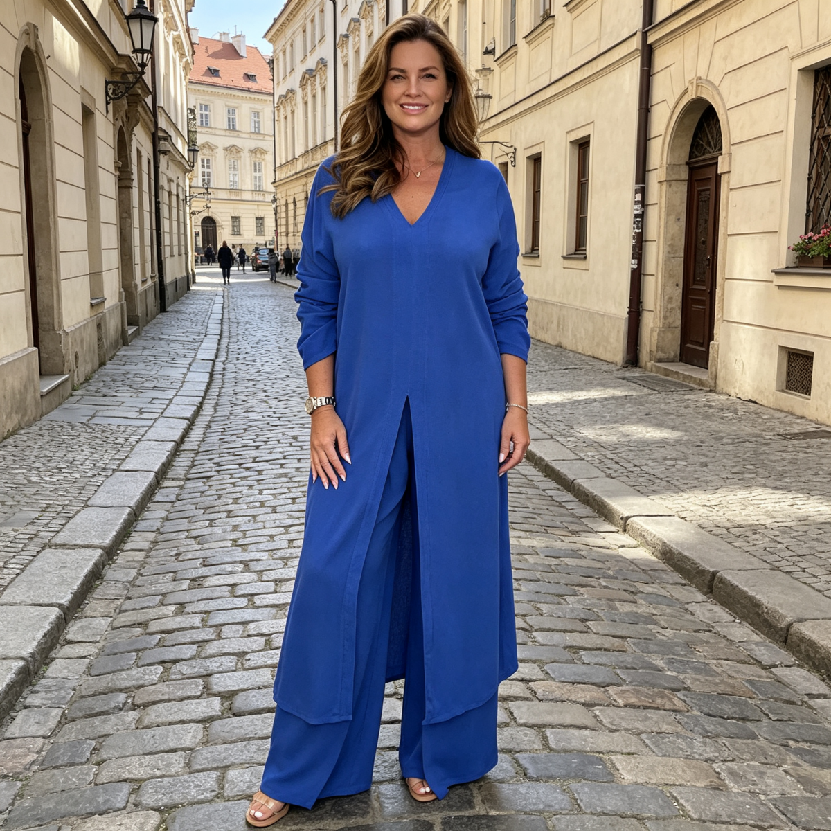 💖【S-5XL】Nowy damski letni garnitur casualowy, lekka góra + spodnie - nieregularny krój z rozcięciem