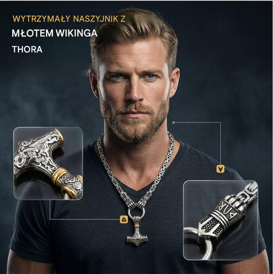 🥇 🔥 -50% ⚔️ Młot Thora – Naszyjnik Wojownika Wikingów 💪 Pokaż Swoją Siłę