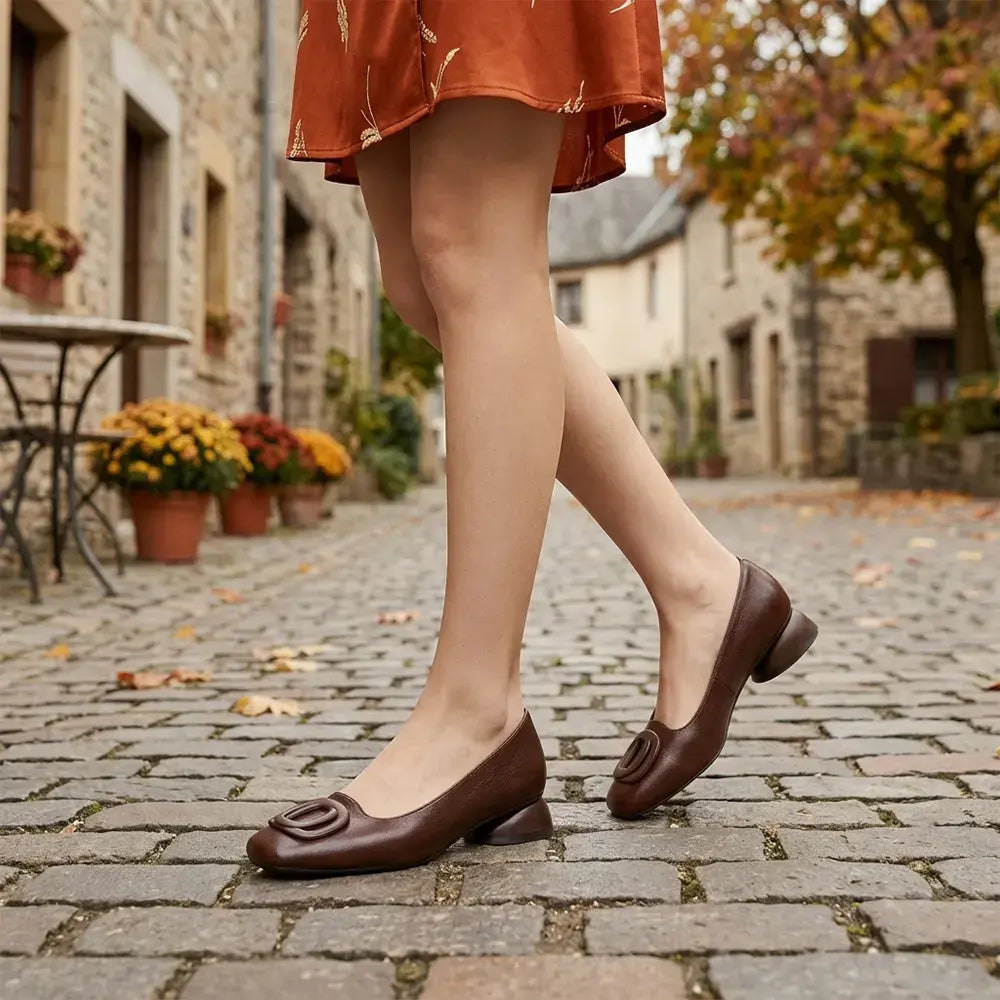 👡Damskie, francuskie, retro, płaskie buty Mary Jane – z okrągłym noskiem i niskim wycięciem – w stylu retro, wygodne i codzienne