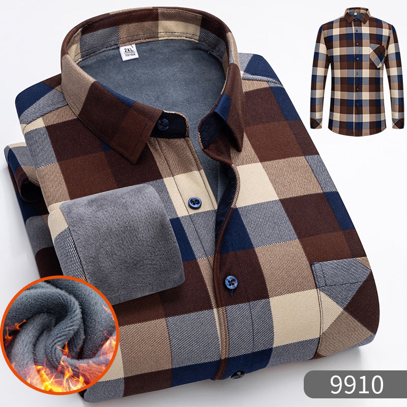 👔【L-5XL】Camisa de manga larga de negocios cálida para otoño e invierno