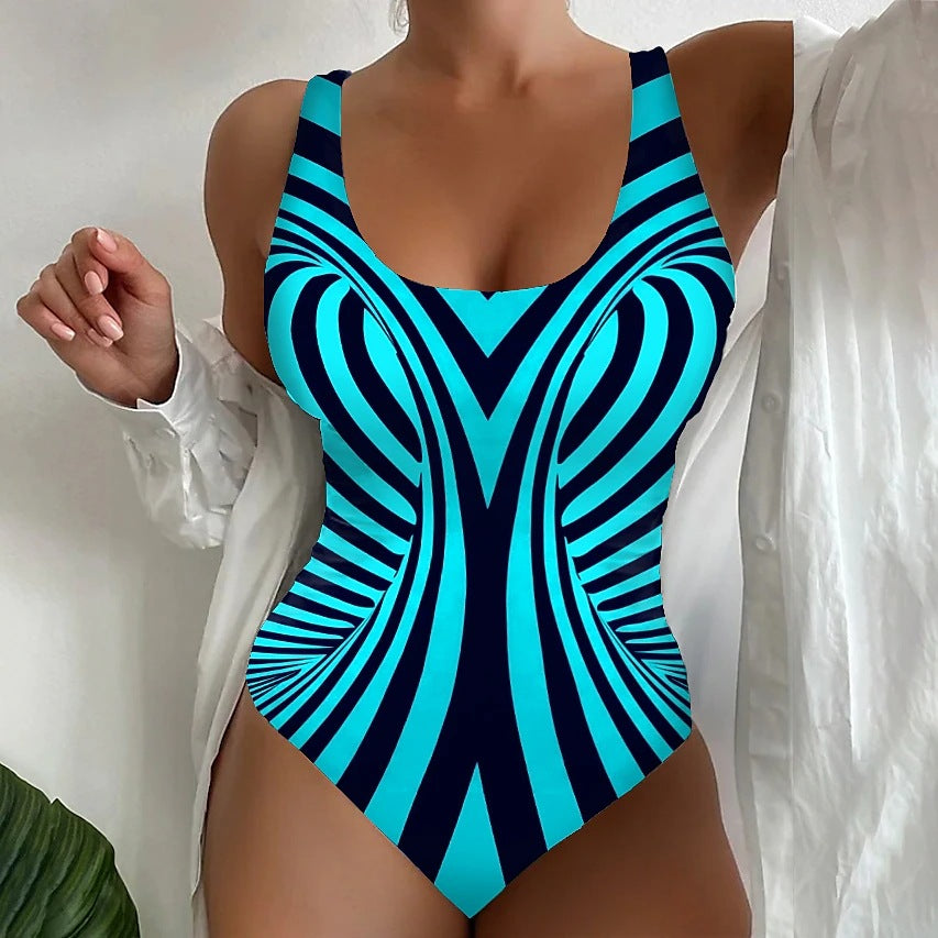 【S~6XL】Seksowny, jednoczęściowy kostium kąpielowy w paski