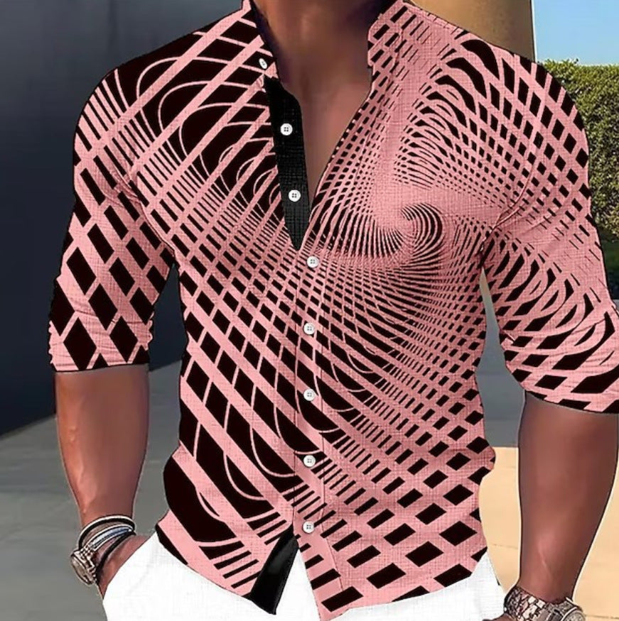 👔【S-6XL】Férfi divat ing 3D geometriai mintával