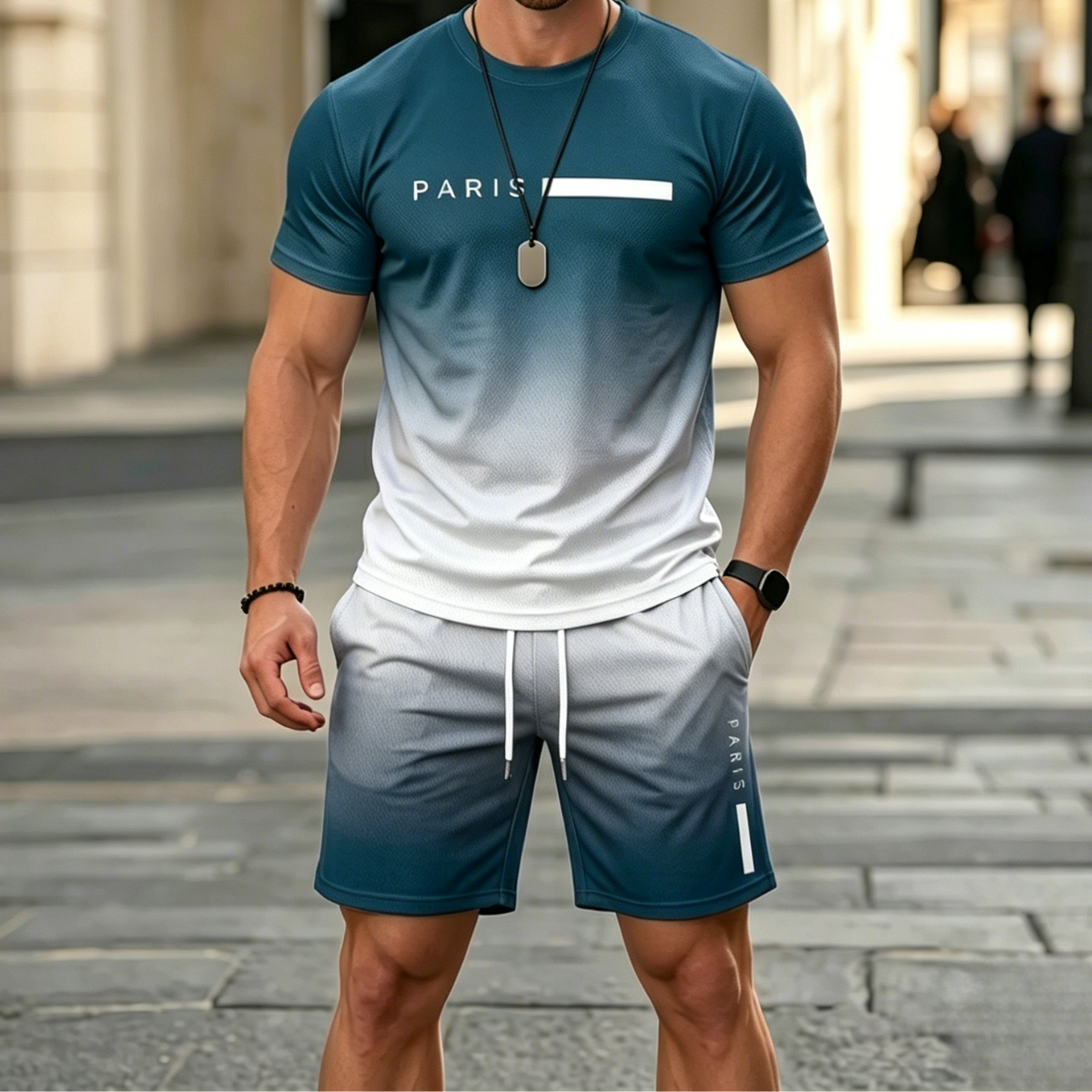 ✨S-6XL【Dobírka】Pánská letní sportovní souprava - pohodlné tričko s krátkým rukávem a kraťasy pro každodenní nošení i doma