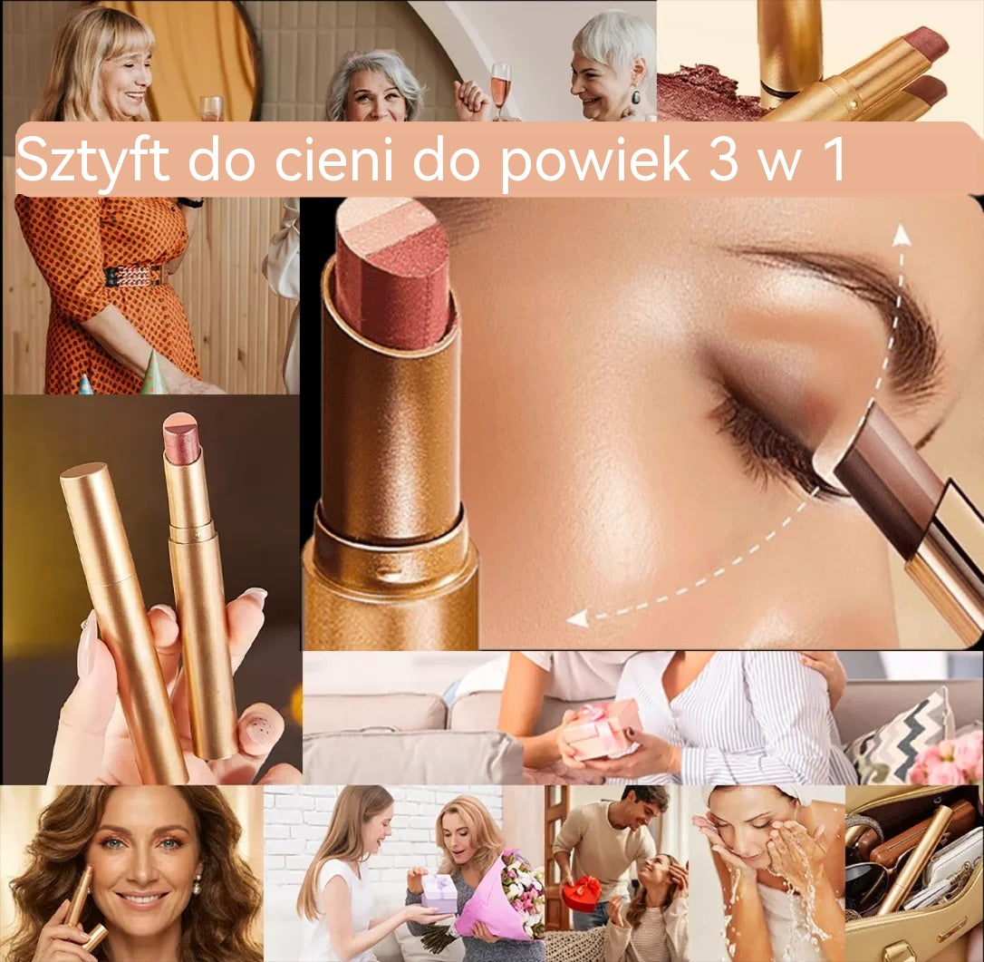 【2 sztuki】✨ 3 w 1 cienie do powiek w sztyfcie – natychmiast rozjaśniają, unoszą i ujędrniają, długotrwały efekt koloru💄