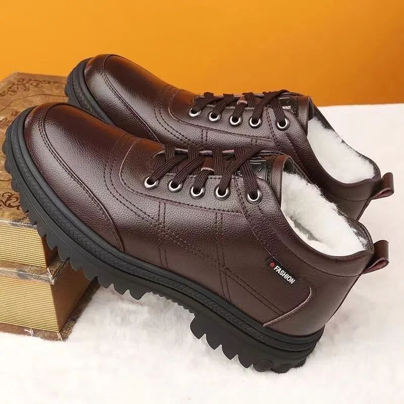 🔥Nowość Oferta specjalna: 50% zniżki🔥【Rozmiary 39-44】2026 Nowe męskie zimowe, ciepłe, grube, skórzane buty z prawdziwej skóry