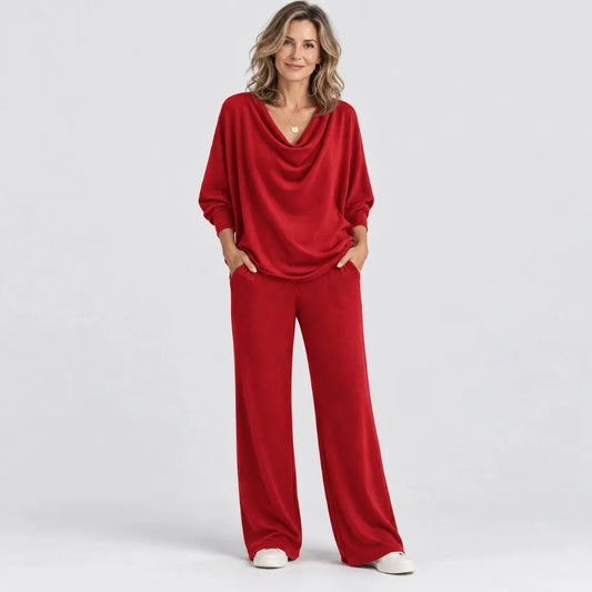 📢📢50% zniżki 【S-3XL】Elegancki dwuczęściowy komplet: aksamitny top + spodnie casualowe