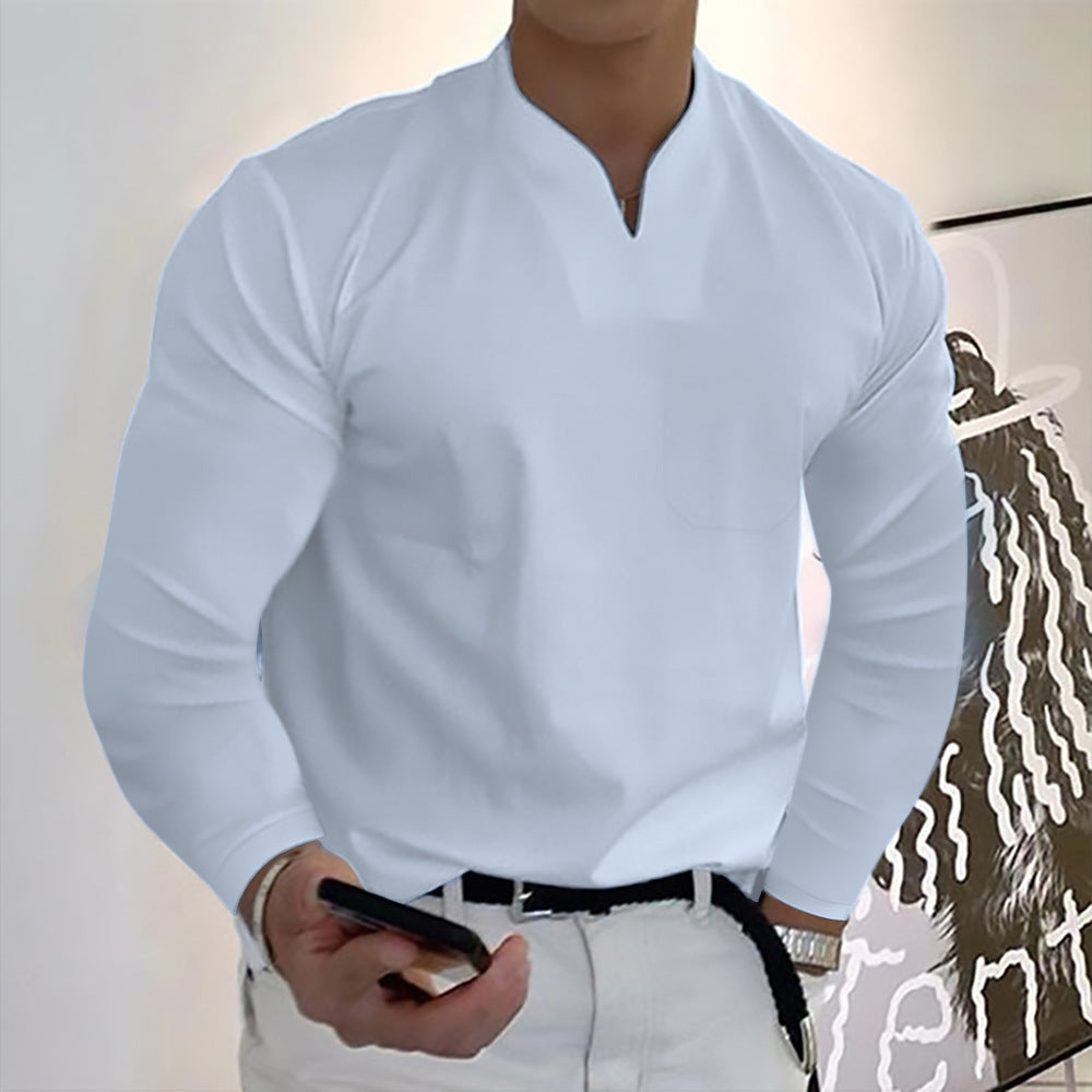 👔🔥【40-120 kg】2026 Jesienna męska koszulka polo z długim rękawem z czystej bawełny i dekoltem w serek ✅️Drugi produkt w połowie ceny
