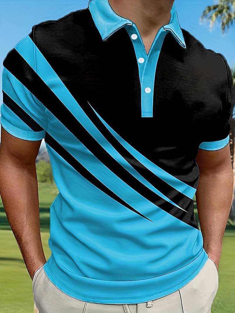 👔【S-6XL】2026 nowa męska koszulka POLO w paski z nadrukiem 3D