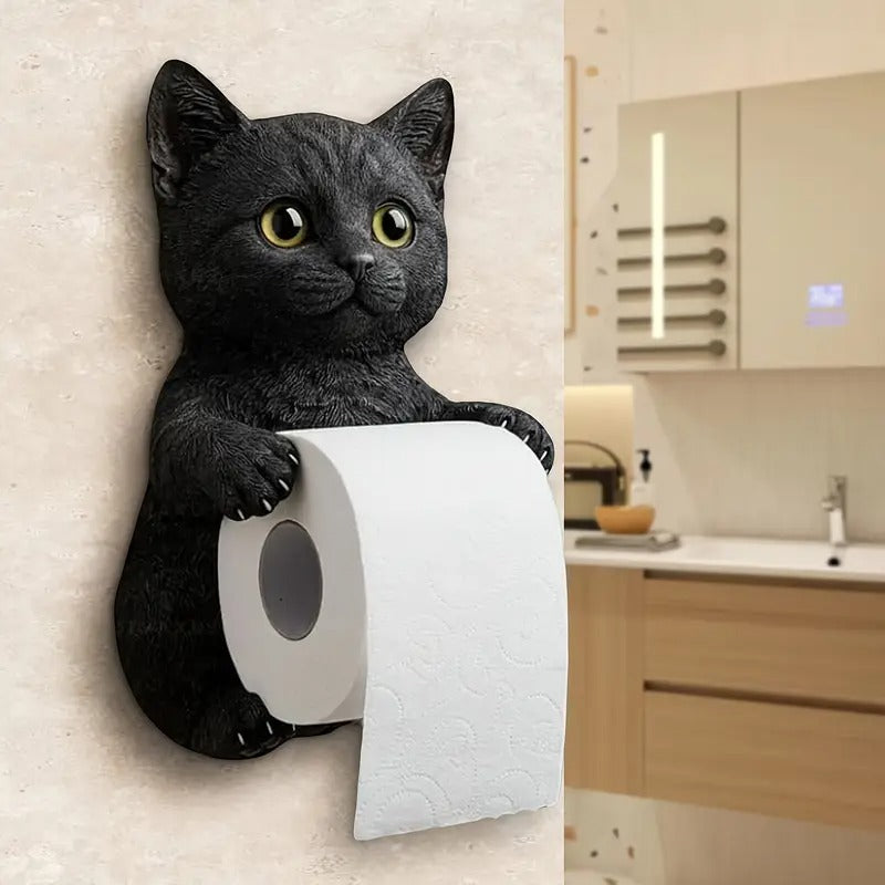 🐱【Nowość】Uroczy uchwyt na papier toaletowy z motywem kota, ścienny uchwyt na papier toaletowy, uroczy kotek, przechowywanie papieru toaletowego