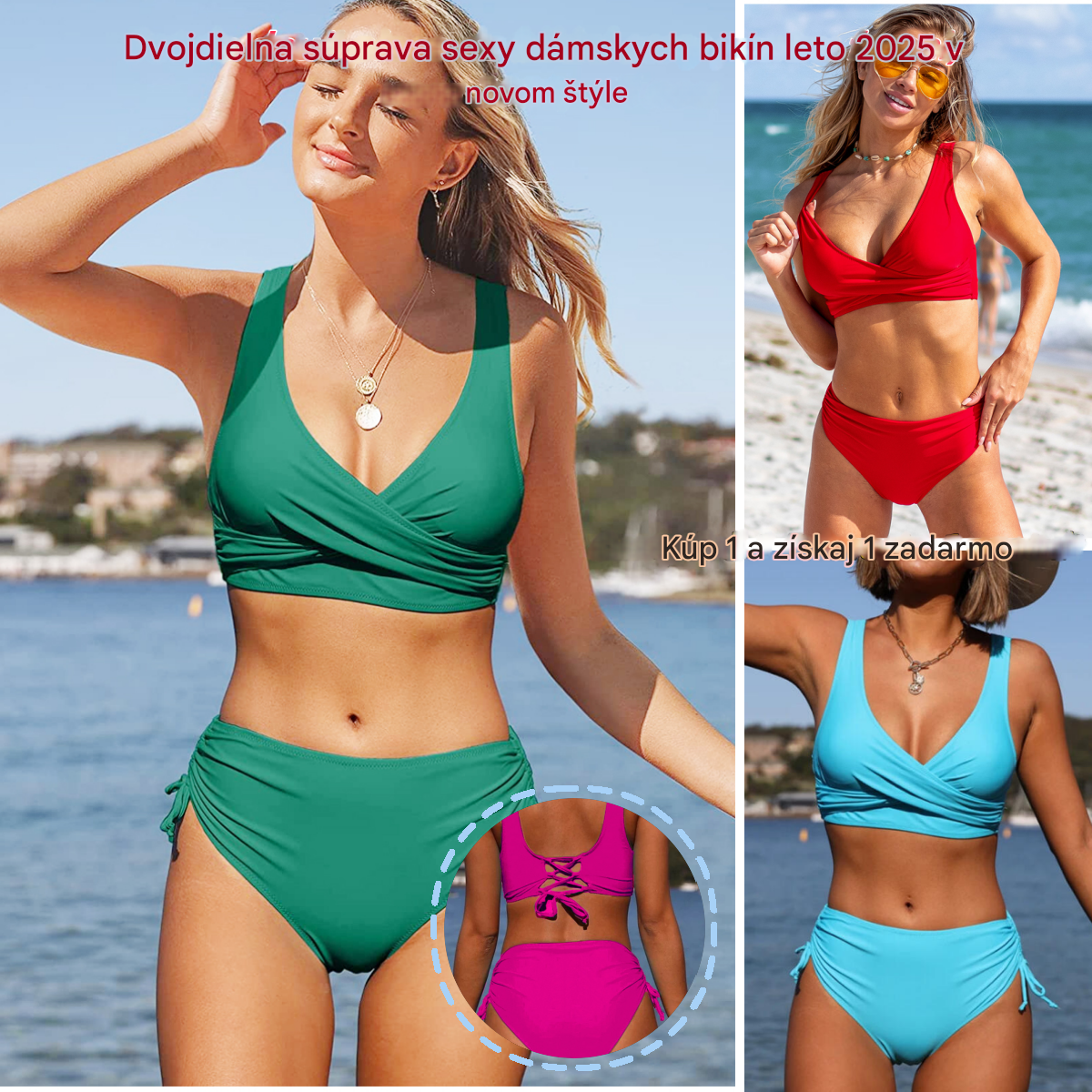 🌴【S-3XL】Nové dámské jednoduché jednobarevné, rychleschnoucí, pohodlné a prodyšné bikiny na léto 2025.