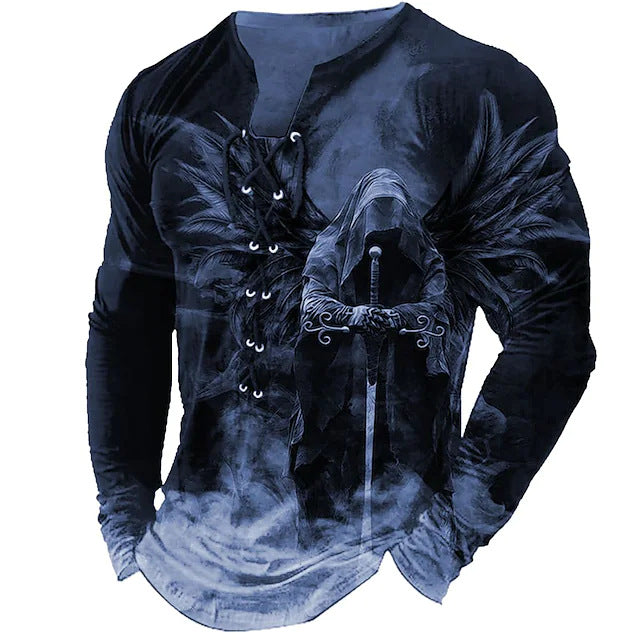 🦁🦁2026 Męski, swobodny T-shirt z długim rękawem i nadrukiem 3D