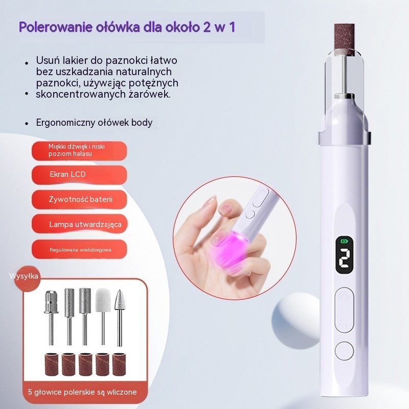 💅Elektryczny pilnik do paznokci 2 w 1 z lampą LED (lampa utwardzająca + 5 głowic polerujących) – kup jeden, a drugi dostaniesz za pół ceny