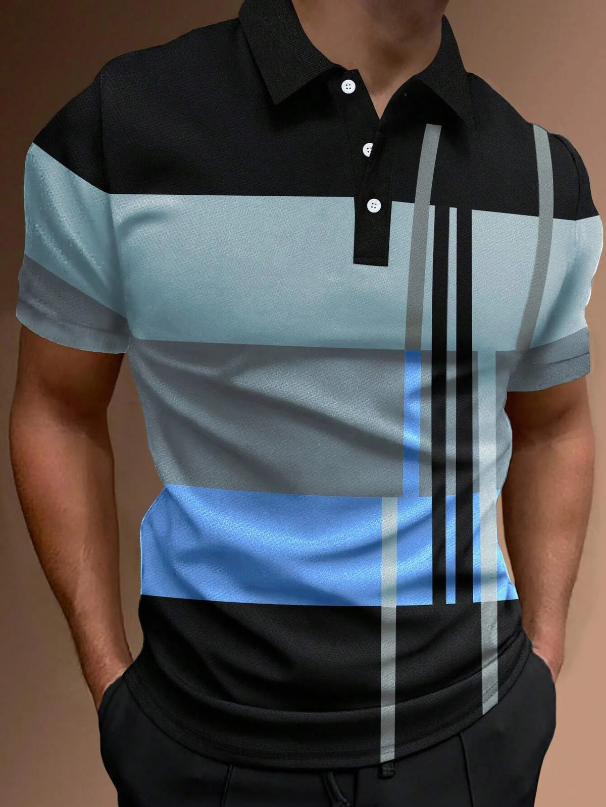 🔥【50% ZNIŻKI】👔【S-6XL】Męska koszulka POLO z nadrukiem 3D w paski i kolorowymi nadrukami
