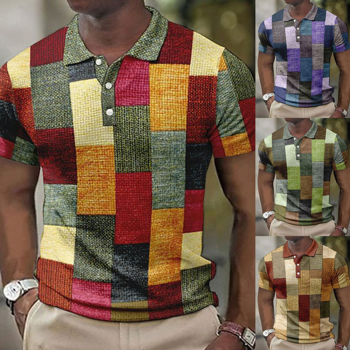 💥👕【S-5XL】2026 Męska swobodna koszulka POLO z geometrycznym wzorem