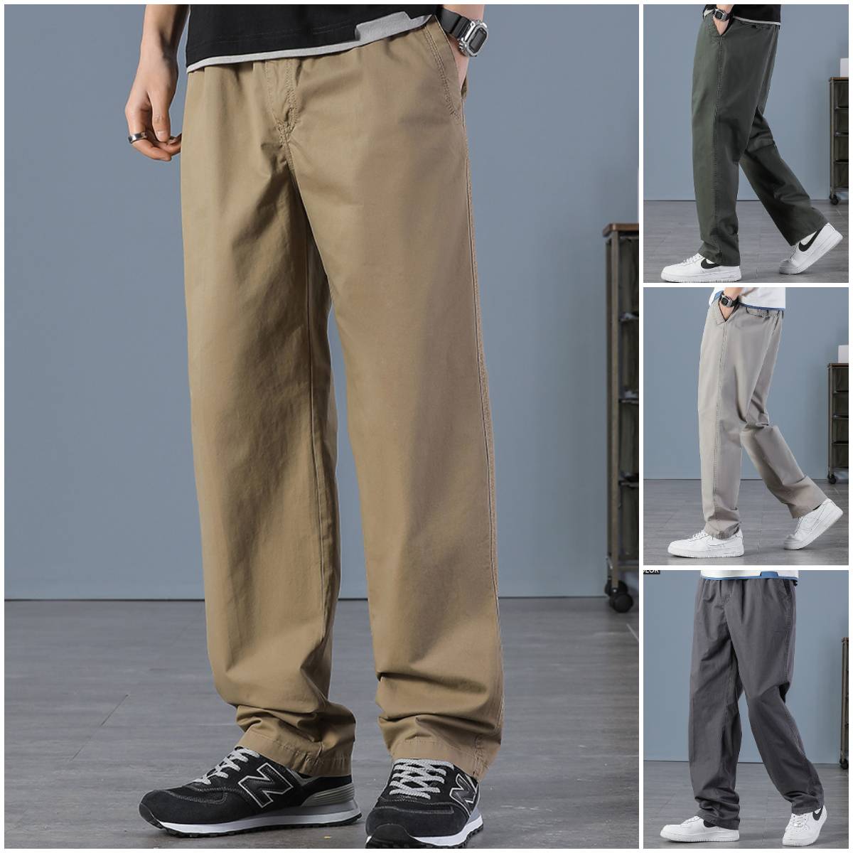 [ M–6XL] Luźne, bawełniane spodnie męskie o prostym kroju dla osób noszących duże rozmiary – spodnie outdoorowe
