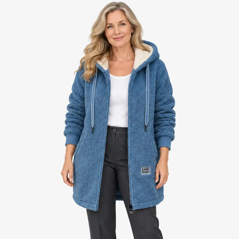 ✨【M-3XL / 4 kolory】Gruba bluza typu sherpa średniej długości z podszewką z polaru / Jesienno-zimowa kurtka rozpinana z haftowanym napisem