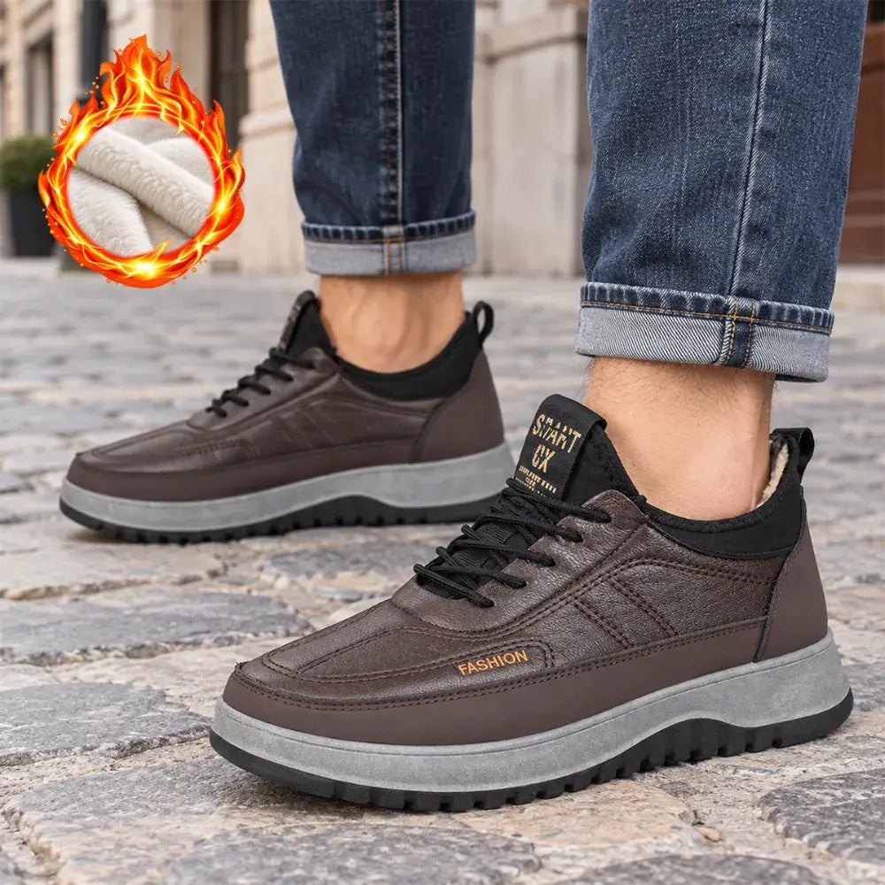 ⛄🥾【39-45】Męskie zimowe buty sportowe do rekreacji, ze skóry naturalnej, wodoodporne, z miękką podeszwą i aksamitem
