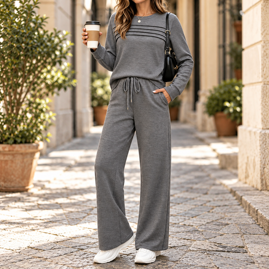 🔥Ostatni dzień – 50% zniżki 💖【S-5XL】Damski, modny, sportowy zestaw na co dzień, wysokiej jakości bawełniana koszulka z długim rękawem + spodnie - E ✅️Płatność przy odbiorze