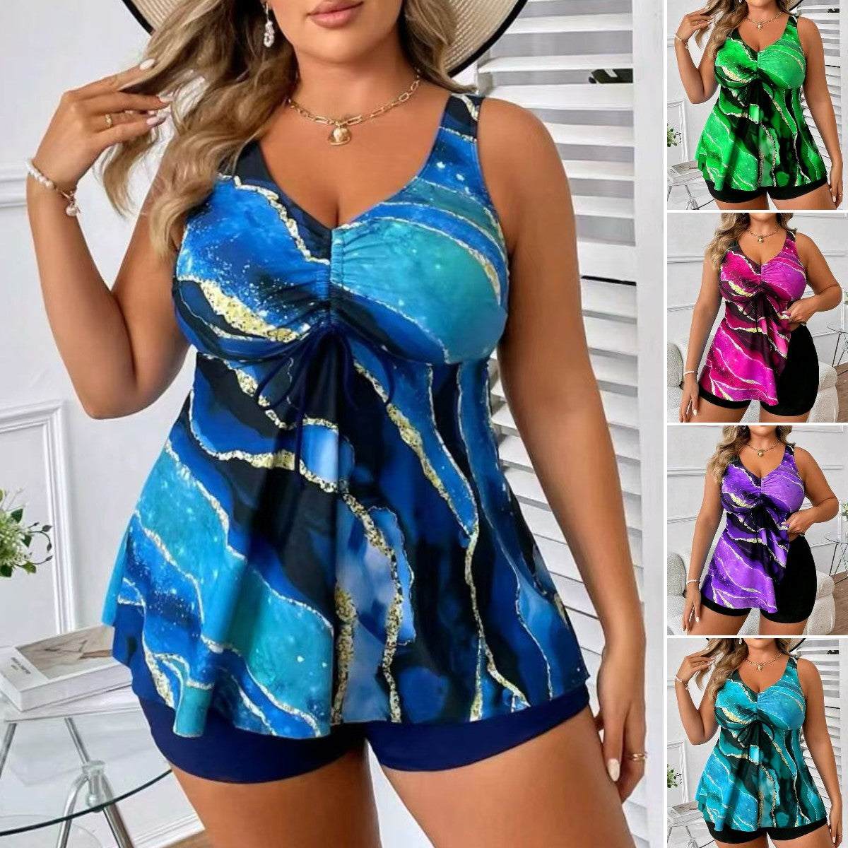 🏖️👙【50% sleva】🌴【M-5XL】Stylové plavky s potiskem, k dispozici v různých velikostech, ideální na pláž