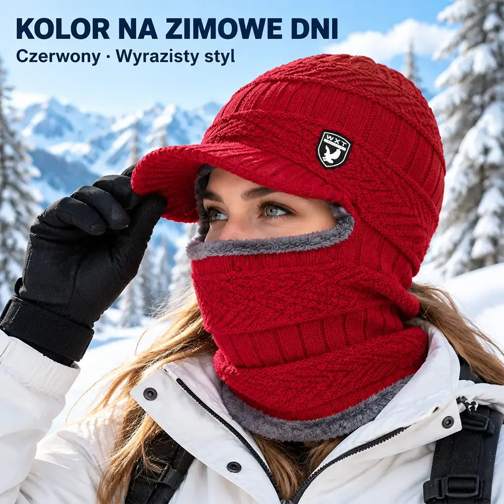 🔥⛄Jednoczęściowa czapka z grubej wełny z podszewką z polaru, wiatroszczelna i chroniąca przed zimnem
