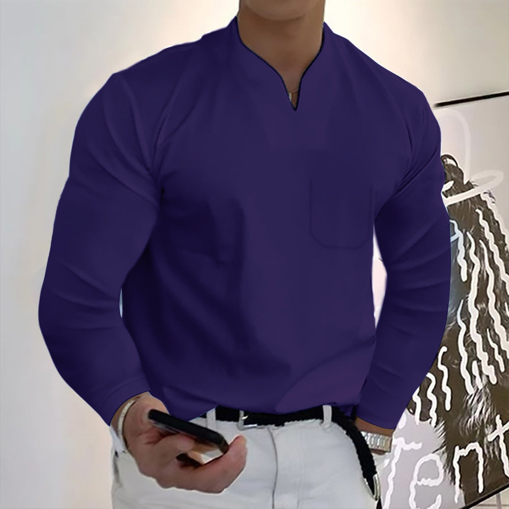 👔🔥【40-120 kg】2026 Jesienna męska koszulka polo z długim rękawem z czystej bawełny i dekoltem w serek ✅️Drugi produkt w połowie ceny